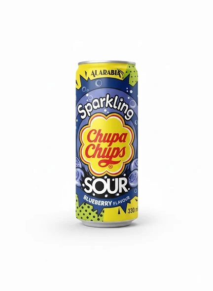 Chupa Chups Sparkling Sour Blueberry Flavour - Ekşi Yaban Mersini Aromalı Gazlı İçecek 330 ml ürün görseli 1