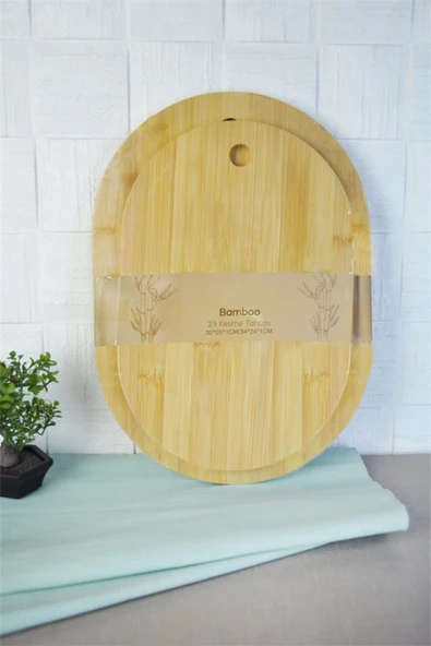 Bayev Bambu 700640 2'Li Kesme Tahtası Seti - 34x24 30x20 Kesim Tahtası ürün görseli 1