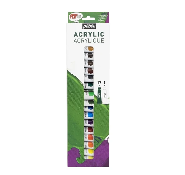 Pebeo Pop Art Akrilik Boya Seti 17x10ml + 15ml Beyaz 669710 ürün görseli 1