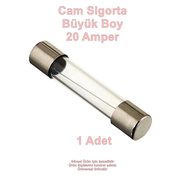 ALKAYA Büyük Boy 20A Cam Sigorta ürün görseli 1