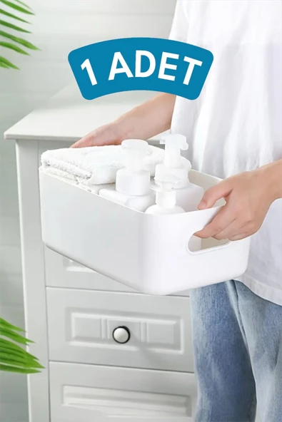 Bayev Sort 1 Adet Banyo Düzenleyici Organizer Beyaz Renk Plastik Çok Amaçlı Banyo Mutfak Ofis Düzenleyici ürün görseli 1