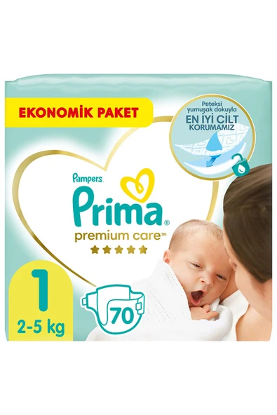 Prima Bebek Bezi Premium Care 1 Beden 70 Adet Yenidoğan Jumbo Paket ürün görseli 1