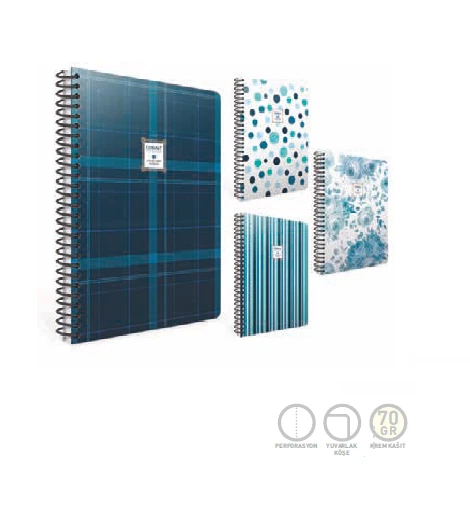 Cobalt Spiralli Sert Kapak Not Defteri 20X28Cm 120 Yaprak Kareli (2 Li Paket) 5841 ürün görseli 1