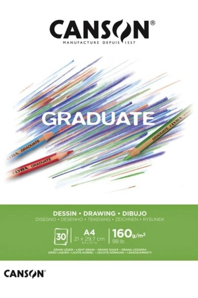 Canson A4 Çizim Bloğu (Çizim Defteri) Graduate Dessin Beyaz 30 Yaprak 160 Gram 400110365 ürün görseli 1