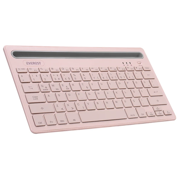 Everest Kb-Bt82 Pembe-Gri Bluetooth Ultra İnce+Şarjlı Q Mac-Win-Android-İos Uyumlu Kablosuz Klavye ürün görseli 1