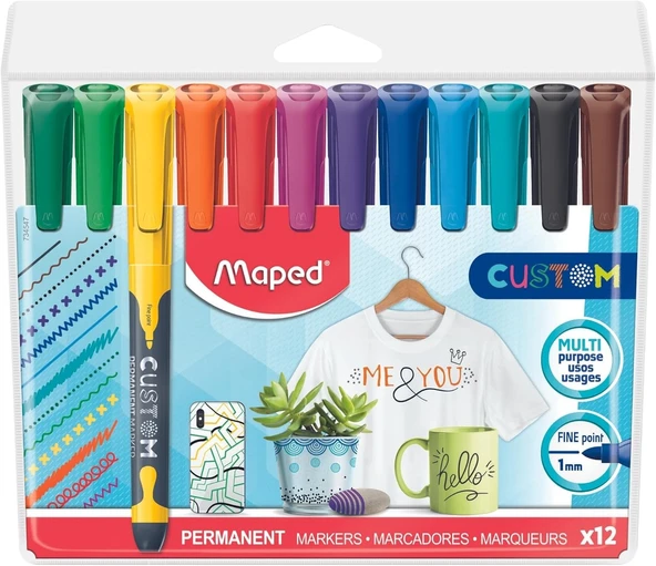 Permanent Marker Kalem İnce Uçlu Askılı Paket 12 Renk 3154147345474 ürün görseli 1