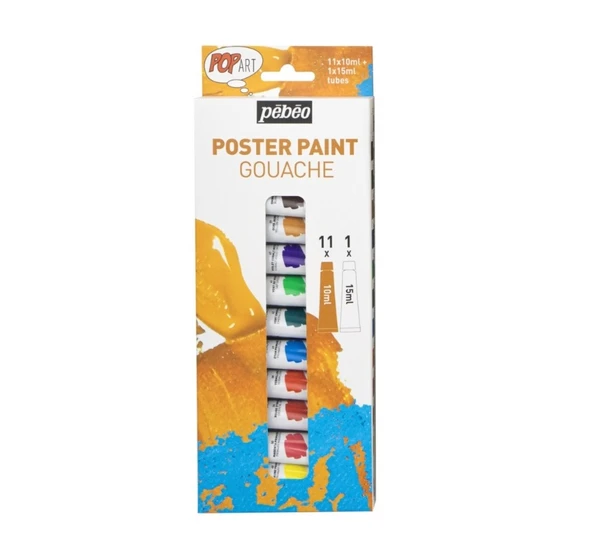 Pebeo Pop Art Guaj Boya Seti 11x10ml + 15ml Beyaz 669800 ürün görseli 1