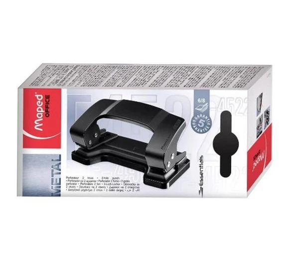 Essentials Metal 2 Delikli Delgeç 8 Sayfa Kapasiteli Siyah 3154144522113 ürün görseli 1
