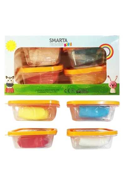 Akıllı Model Hamuru (Modelleme Hamuru) Sanat Kili Kids Okul Seti (4'lü) BKMS 4 X 70 Gram 30000048 ürün görseli 1