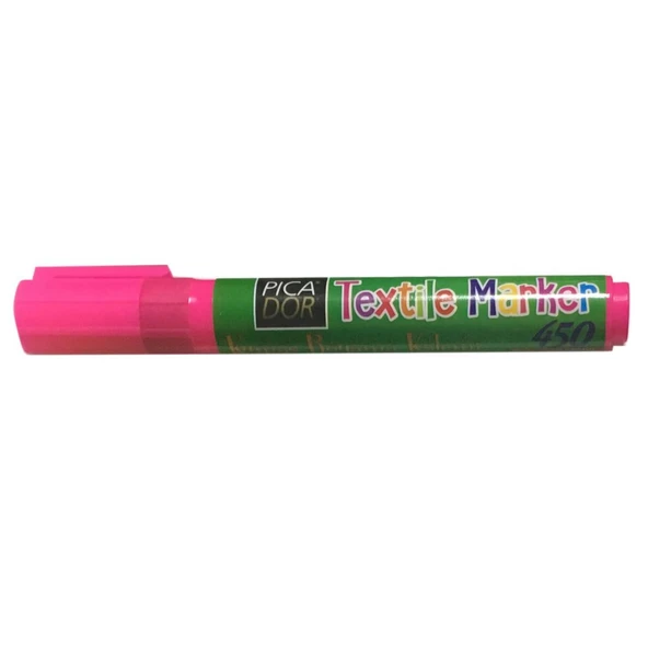 Picador 450 Doldurulabilir Tekstil Kalemi Permanent (Kumaş - T-Shirt Boyama Kalemi) Fosforlu Pembe KX-102 (10 Lu Kutu) ürün görseli 1
