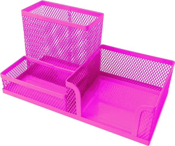 Gıpta Metal Masa Seti 3 Gözlü Organizer (Masa Üstü Kalemlik Notluk Seti) Pembe F0073 ürün görseli 1