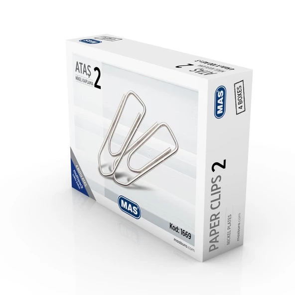 Multipack Ataş No:2 (Nikel Kaplı Ataç) Süper Kalite 100 Lü (4 Kutu) ürün görseli 1