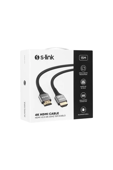 Slx-Hd4K15 19+1 Hdmi To Hdmi 15 Metre Metal V2.0 4K (4096-2160) 30Hz Kablo ürün görseli 1