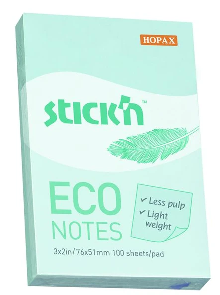 Hopax Stickn 76X51Mm Eco Notes Yapışkanlı Not Kağıdı Pastel Mavi 100 Yaprak (12 Paket) 21743 ürün görseli 1