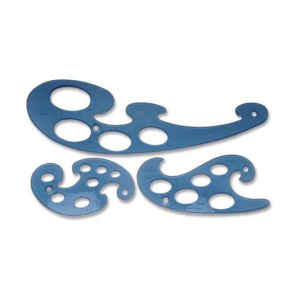 Fransız Eğrileri Elips Çizim Şablonu 3 Parça Set 079252215616 ürün görseli 1