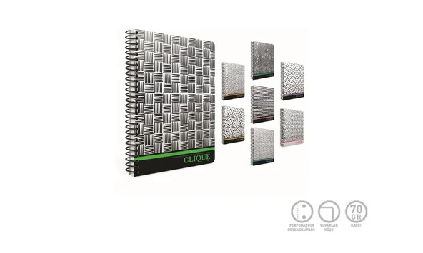 Clique Spiralli Ofset Plastik Kapak Defter A4 120 Yaprak Çizgili (3 Lü Paket) 4487 ürün görseli 1
