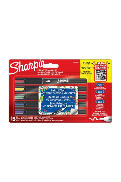 Sharpie Markör Akrilik Fırça Uç Kalem 5 Renk 2201182 ürün görseli 1