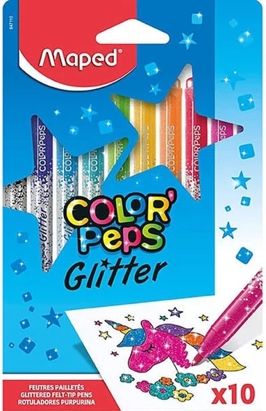 Glitter Keçeli Kalem 10 Renk 847110 ürün görseli 1