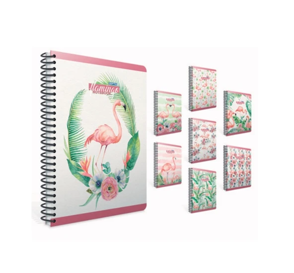 Gıpta Flamingo Spiralli Sert Kapak Defter 17X24Cm 100 Yaprak Kareli (3 Lü Paket) 4174 ürün görseli 1