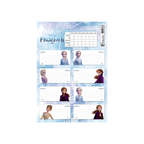 Frozen II Ders Programlı 20 Li Okul Etiketi - Resim 2