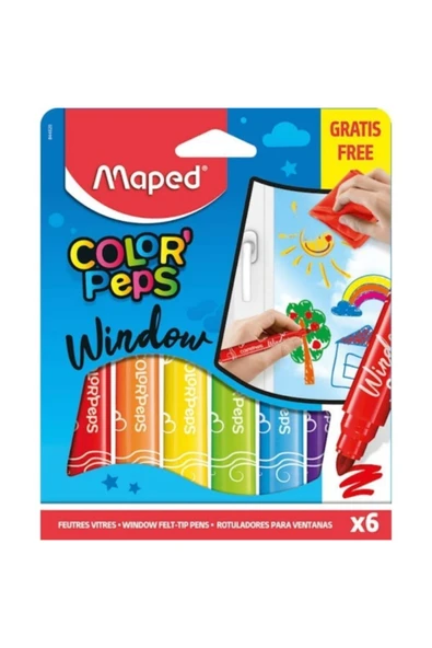 Color Peps Keçeli Cam Boyası Kalemi + Fiber Bez 6 Renk 3154148448204 ürün görseli 1