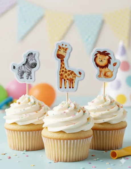 Safari Konsept Kürdan Cupcake Süsü ürün görseli 1
