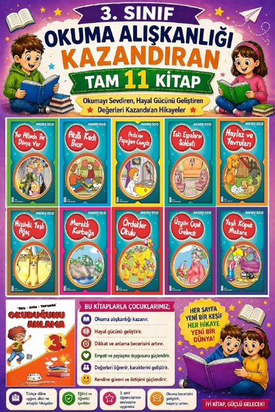 3. Sınıf Okuma Alışkanlığı Kazandıran Okumayı Sevdiren Tam 11 Kitap -16 ürün görseli 1