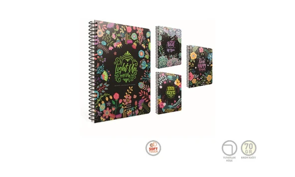 Best Notes Spiralli Sert Kapak Not Defteri 20X28Cm 120 Yaprak Kareli (2 Li Paket) 5082 ürün görseli 1