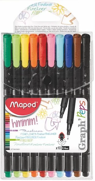 Fineliner Keçe Uç Kalem Extra Fine 0.4Mm 10 Renk Askılı Paket 3154147491508 ürün görseli 1