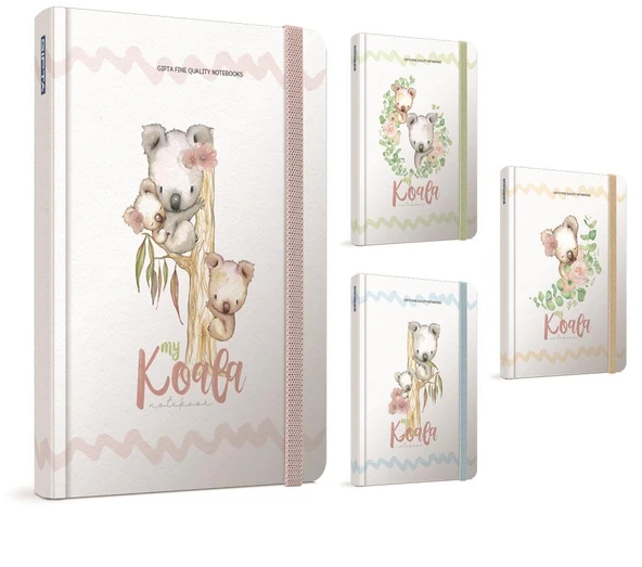 Gıpta Koala İp Dikişli Sert Kapak Lastikli Not Defteri 13X21Cm 120 Yaprak Çizgili (4 Lü Paket) 4546 ürün görseli 1