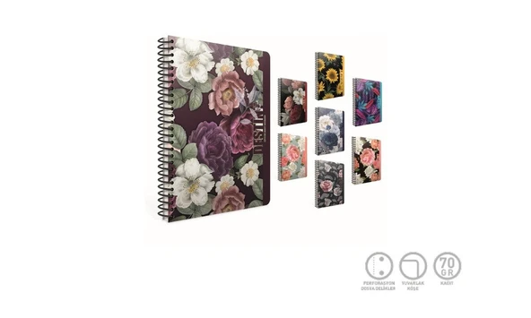 Destiny Spiralli Ofset Plastik Kapak Defter A4 100 Yaprak Kareli (4 Lü Paket) 5388 ürün görseli 1