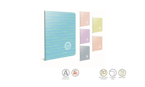 Smooth Tel Dikişli Karton Kapak Defter 19X26Cm 60 Yaprak Kareli (6 Lı Paket) 3886 ürün görseli 1