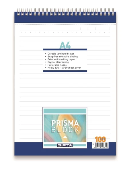 Gıpta Prisma A4 Spiralli Karton Kapak Bloknot (Not Defteri) 100 Yaprak Kareli (6 Lı Paket) 1377 ürün görseli 1