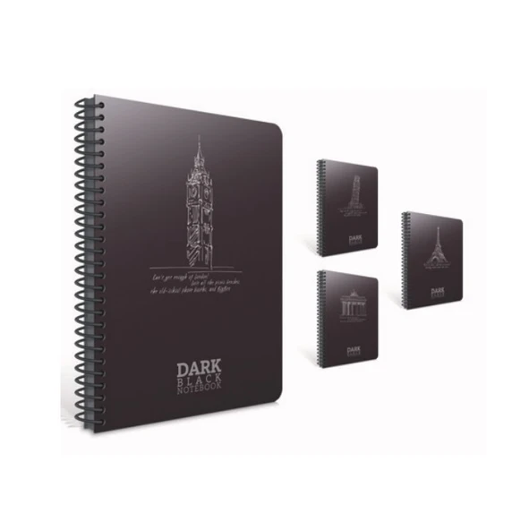 Gıpta Dark Spiralli Pp Kapak Defter (Siyah Kağıtlı) 12X17Cm 50 Yp. Çizgisiz (3 Lü Paket) 2674 ürün görseli 1