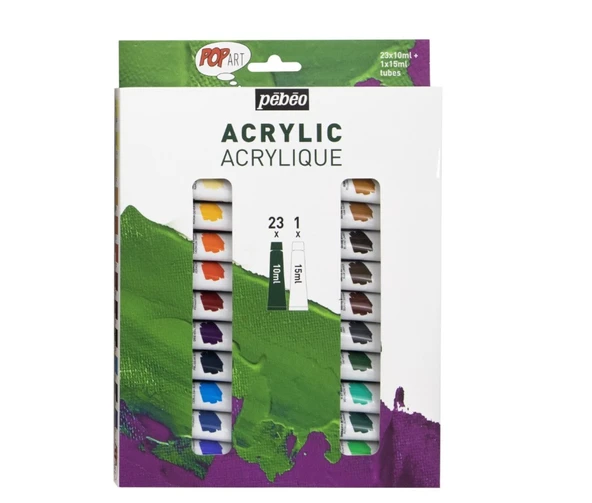 Pebeo Pop Art Akrilik Boya Seti 23x10ml + 15ml Beyaz 669720 ürün görseli 1