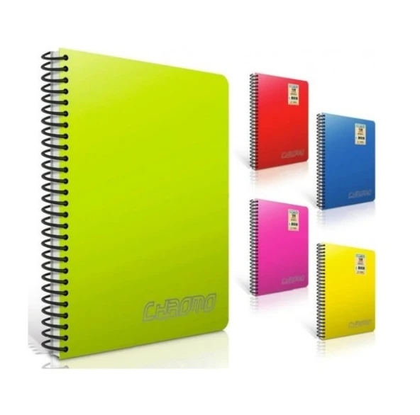 Gıpta Chromo A5 Spiralli Pp Kapak Defter 60 Yaprak Çizgili (4 Lü Paket) 2313 ürün görseli 1