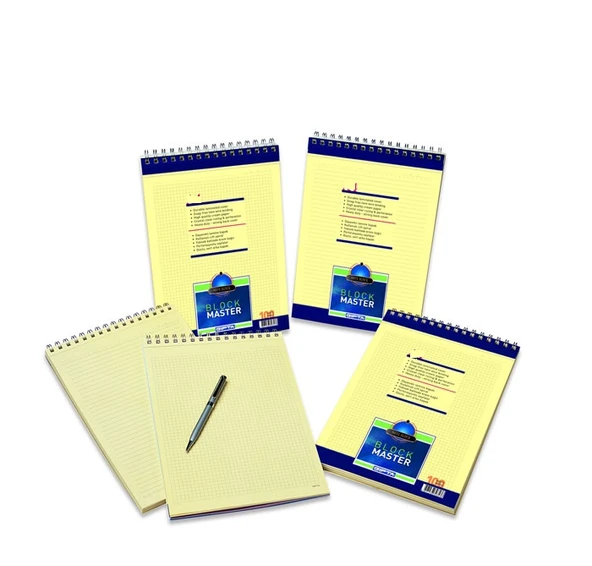 Gıpta Block Master A5 Spiralli Karton Kapak Bloknot (Not Defteri) 100 Yp. Çizgili (6 Lı Paket) 1384 ürün görseli 1