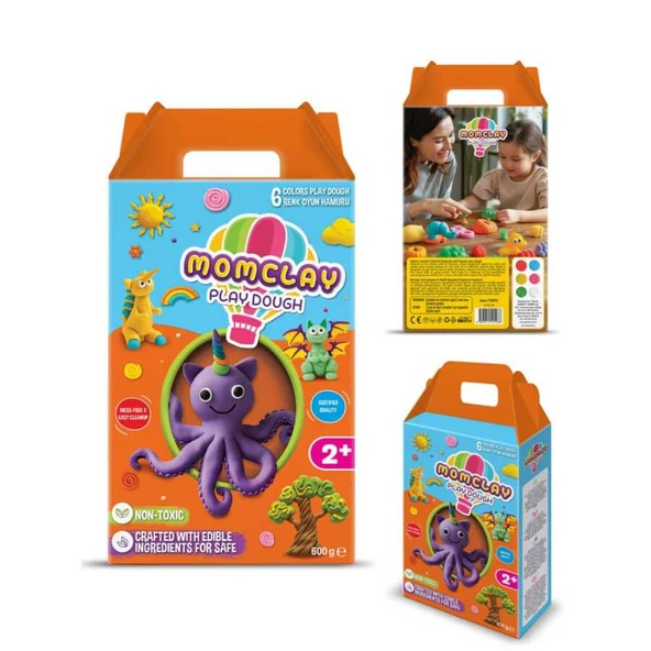 Momclay Play Dough Doğal Oyun Hamuru 6 Renk X 100 Gram 30000810 ürün görseli 1