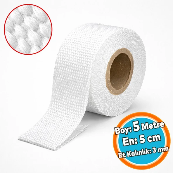 (5 metre) Takviyeli Lifli En: 5 cm Kalınlık: 3 mm Cam Elyaf Ekzoz Sargı Bezi Isı Yalıtım Yanmaz Bant ürün görseli 1