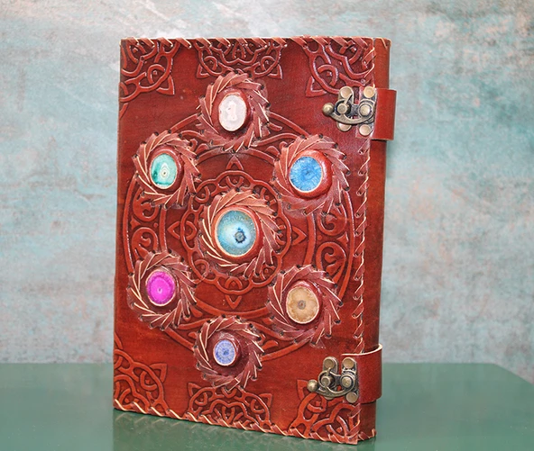 Taşlı Deri Defter Model 12 ürün görseli 1