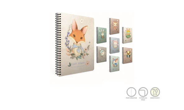 Easy Notes Spiralli Karton Kapak Defter A4 80 Yaprak Çizgili (4 Lü Paket) 4745 ürün görseli 1