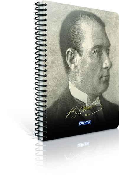 Gıpta Atatürk A4 Spiralli Karton Kapak Defter 80 Yaprak Kareli Karışık Renklerde (4 Lü Paket) 2606 ürün görseli 1