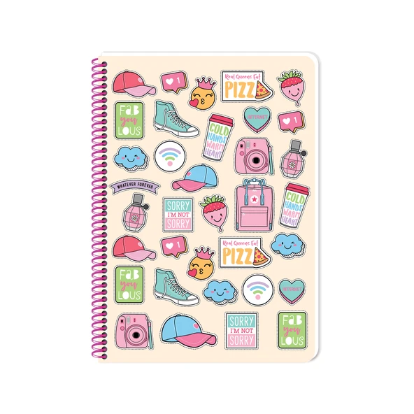 Sweet Fun A4 80 Yaprak Kareli Plastik Kapak Spiralli Perforajlı Defter (3 Lü Paket) ürün görseli 1