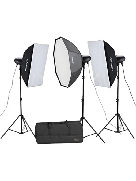 Visico VL-400 II Plus 3'lü paraflaş seti (400w) ürün görseli 1