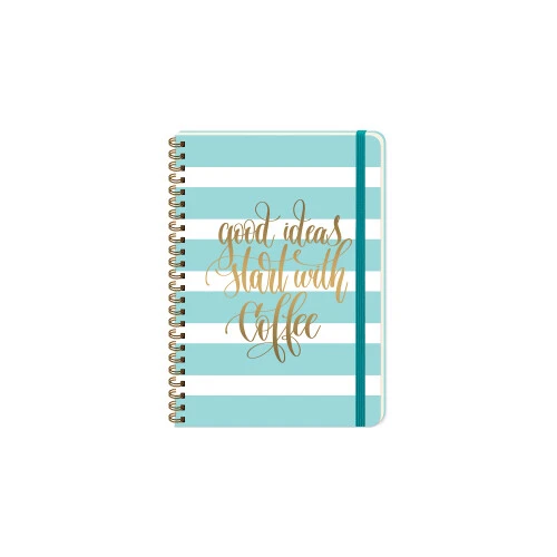 Daily Notes Muse A5 80 Yaprak Çizgili Yaldızlı Sert Kapak Spiralli Ivory Lastikli Not Defteri Good İdeas Start With Coffee ürün görseli 1