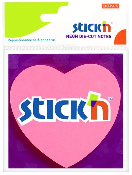 Hopax Stickn 70X70Mm Kalp Neon Pembe Yapışkanlı Not Kağıdı 50 Yaprak (4 Paket) 21448 ürün görseli 1