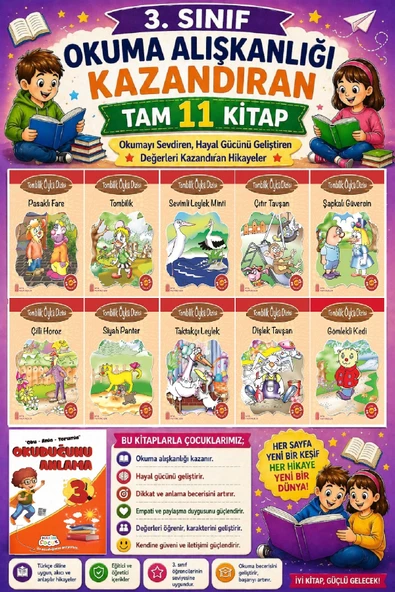 3. Sınıf Okuma Alışkanlığı Kazandıran Okumayı Sevdiren Tam 11 Kitap -19 ürün görseli 1