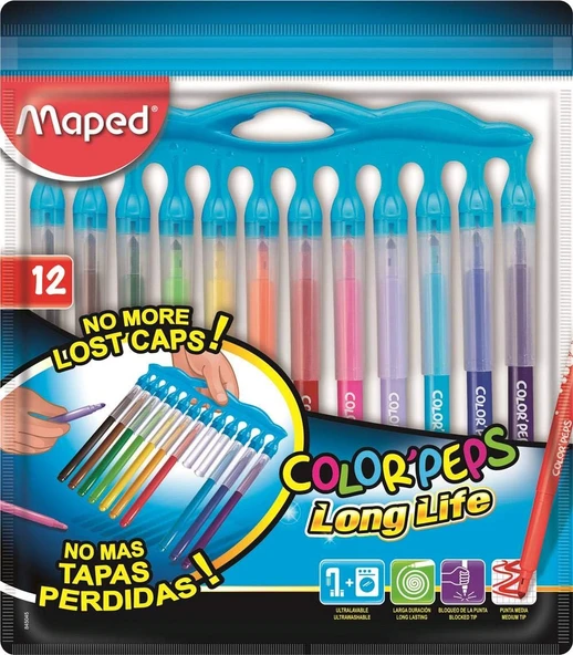 Color Peps Long Life Keçeli Kalem 12 Renk Plastik Kutu 3154148450450 ürün görseli 1
