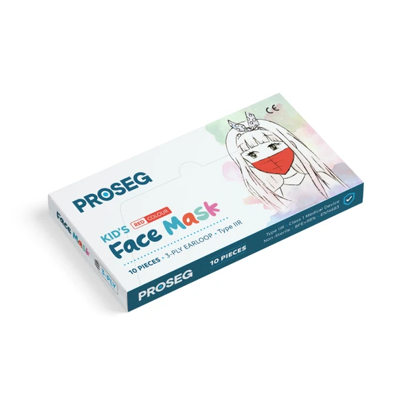 Kız-Erkek Çocuk Unisex Meltblown Filtreli 3 Katlı Telli Kırmızı Çocuk Maskesi (10 Lu Paket) ürün görseli 1
