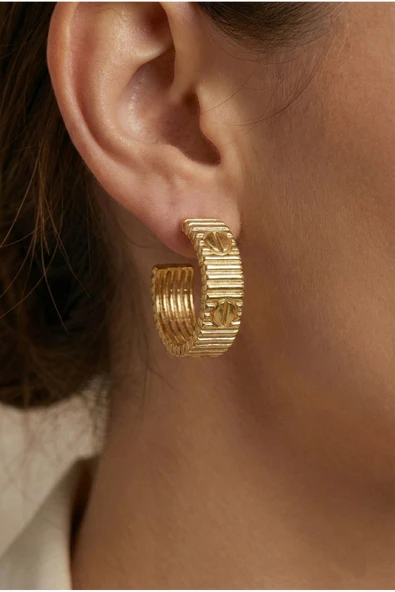 Gold Love Çizgili Küpe ürün görseli 1
